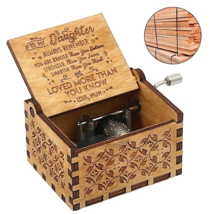 Wooden Music Box Christmas Gift Hand-cranked Wooden Sunlight Crafts