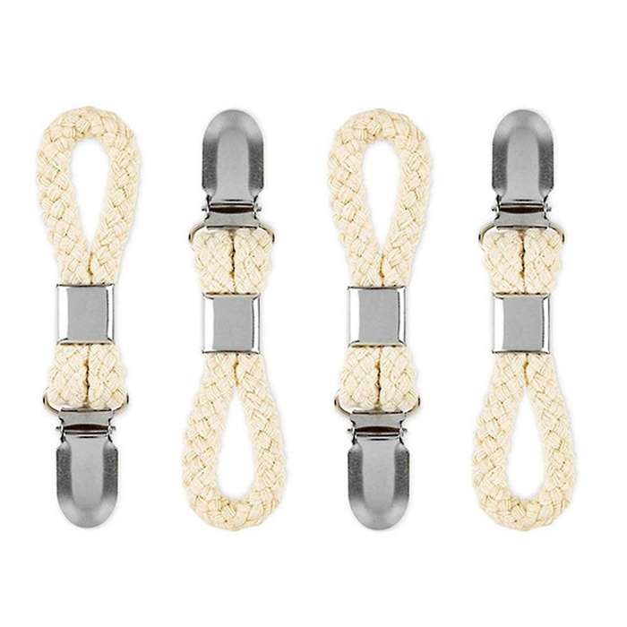4pcs Braided Cotton Loop Towel Clip with Metal Clamp Multipurpose