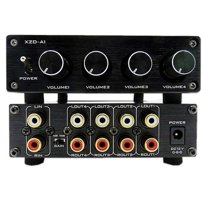 Hifi Lossless 1 Input 4 Output Rca Hub Audio Distributor (black)