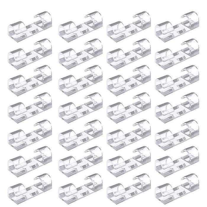 100pcs Cable Clips Cable Tidy Wire Holder Organiser Transparent