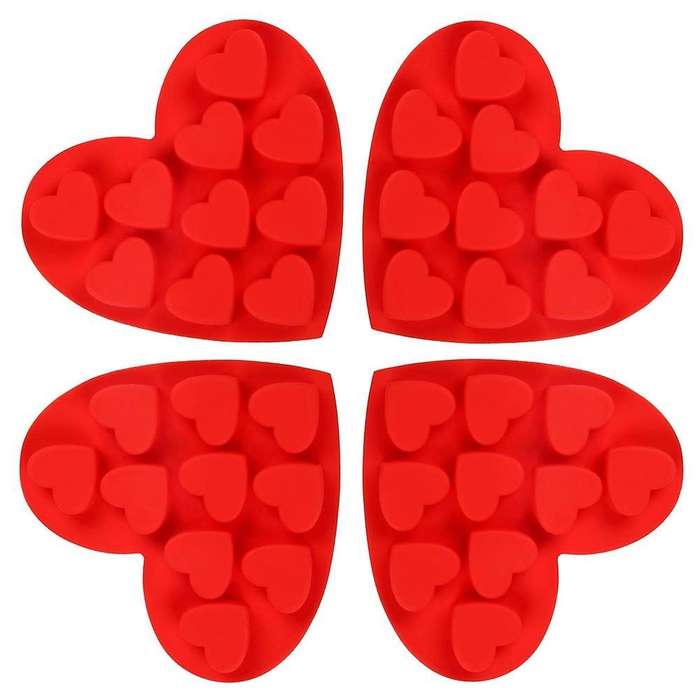 Heart Shape Silicone Molds for Valentine's Day Chocolate 4 Pieces