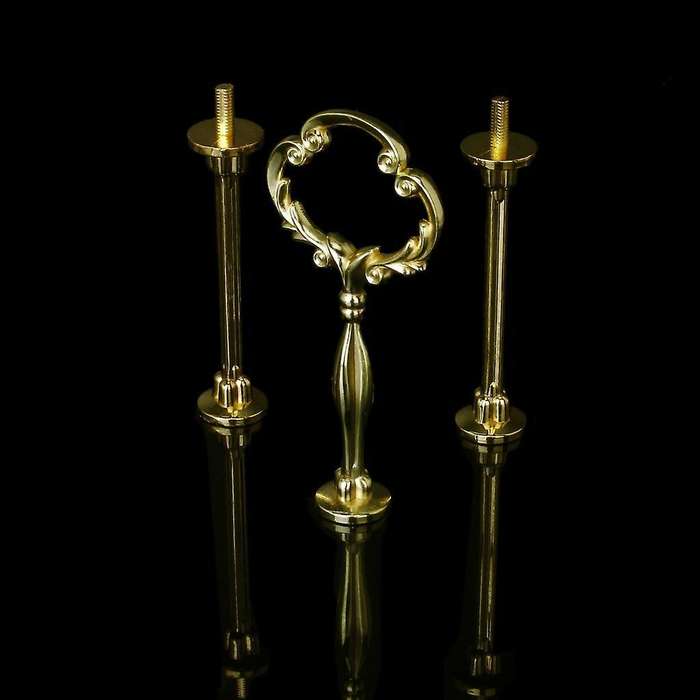 3 Tier Floral Cupcake Plate Cake Stand Fitting Handle (golden)