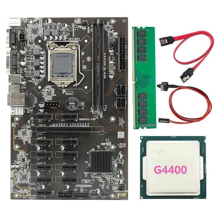 Btc-b250 Motherboard + Cpu + 4g Memory + Switch Line + Sata Line