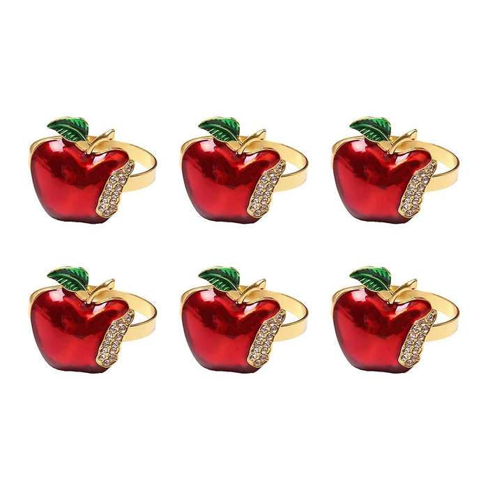 Napkin Rings Set Of 6, Red Apple Napkin Ring for Wedding,dinner Party
