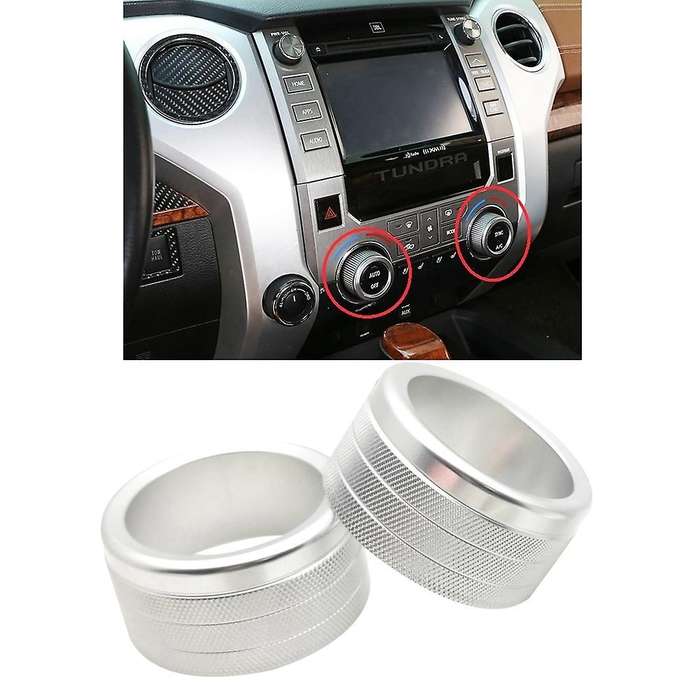 2pcs for Toyota Tundra 2014-2021 Air Conditioner Knob Cover, Silver