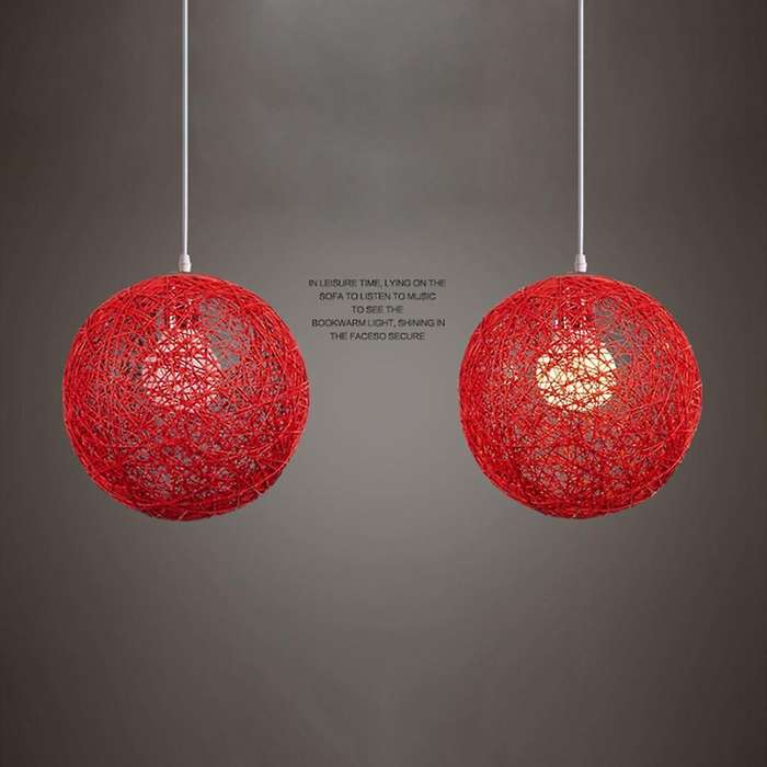 Red Bamboo, Rattan Chandelier Spherical Rattan Nest Lampshade