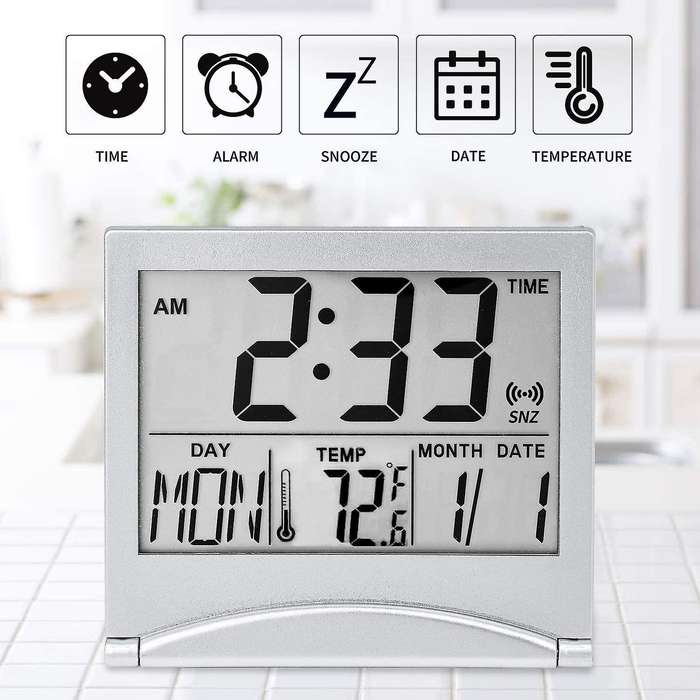 Digital Travel Alarm Clock Battery Operated Number Display Clock