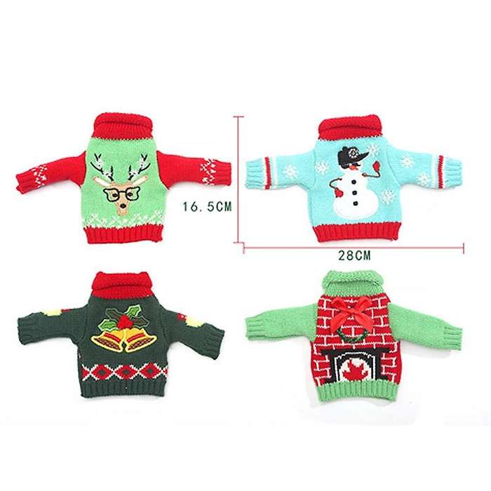 1 Pcs Christmas Wine Bottle Cover, Reusable Bottle Clothes, Bells