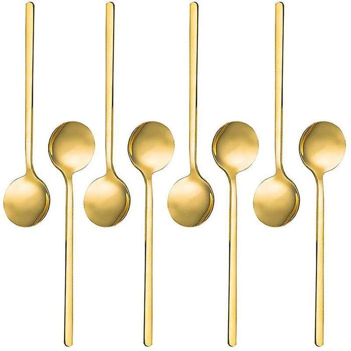 8 Packs, Gold-plated Stainless Steel Coffee Spoon, for Coffee Sugar