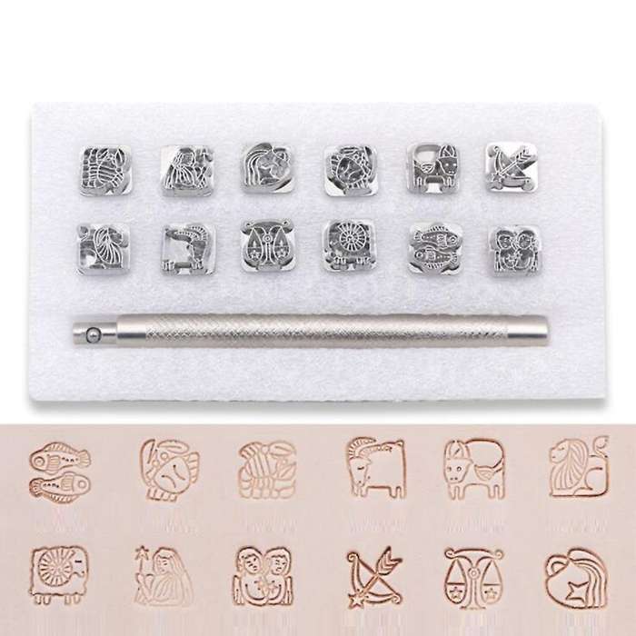 12pc Constellations Pattern Stamping Punch Tool for Diy Leather Craft