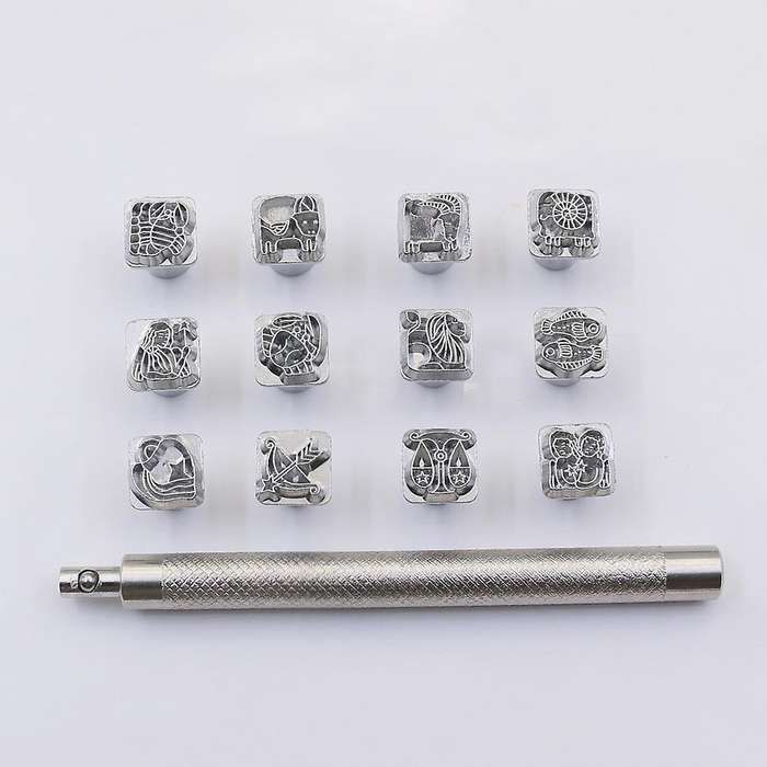 12pc Constellations Pattern Stamping Punch Tool for Diy Leather Craft