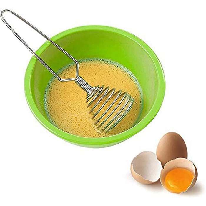 4 Pieces Stainless Steel Spring Whisk, Hand Push Blender for Home