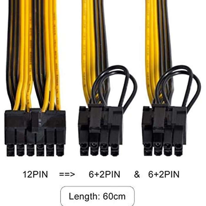12pin to Dual 8pin(6+2pin) Pci Express Gpu Graphics Card Power
