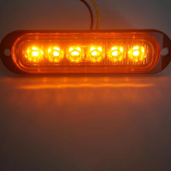 4pcs 6led Led Light Head Emergency Beacon Hazard Warning Light Orange