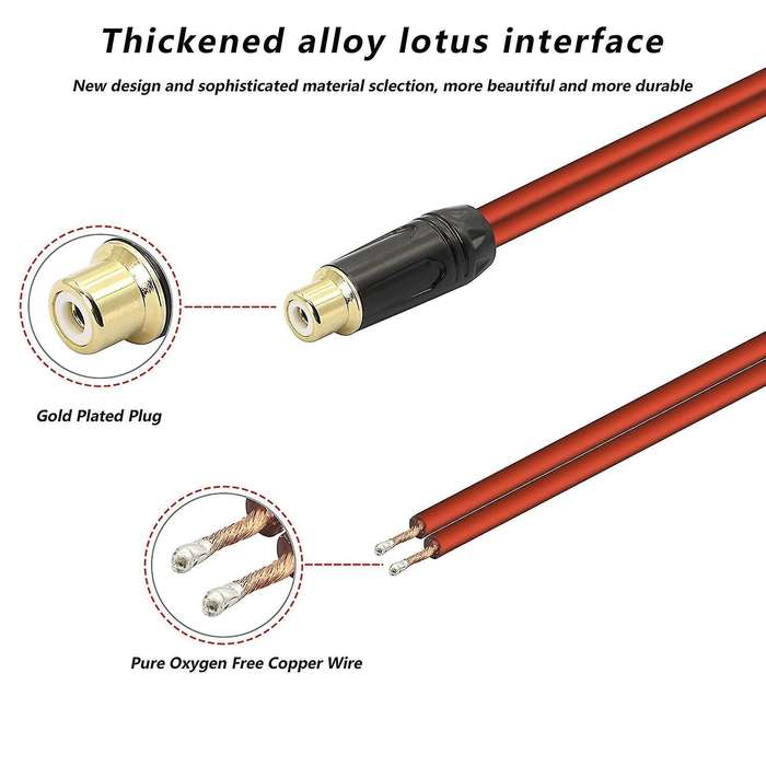 Rca Speaker Cable, Replace Rca Plug Connector Adapter to Bare Wire