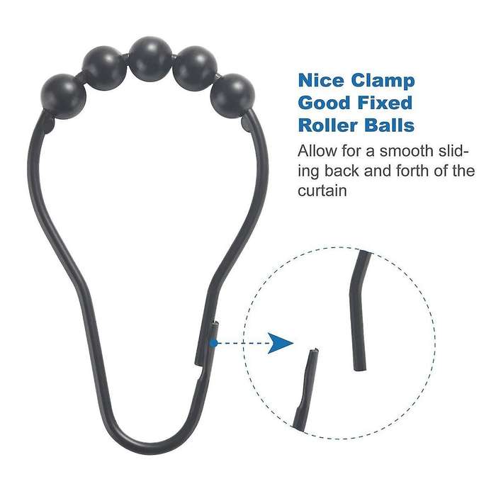 Shower Curtain Hooks Rings Metal Set Of 12 Black