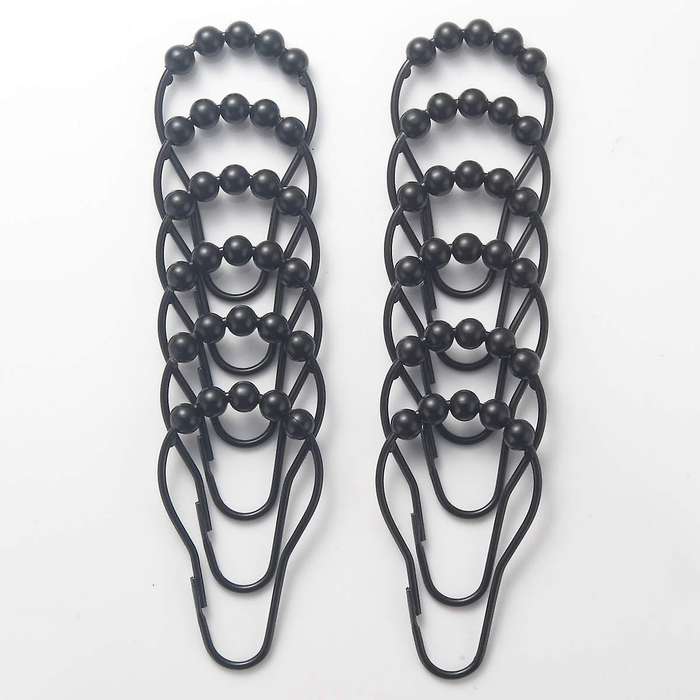 Shower Curtain Hooks Rings Metal Set Of 12 Black