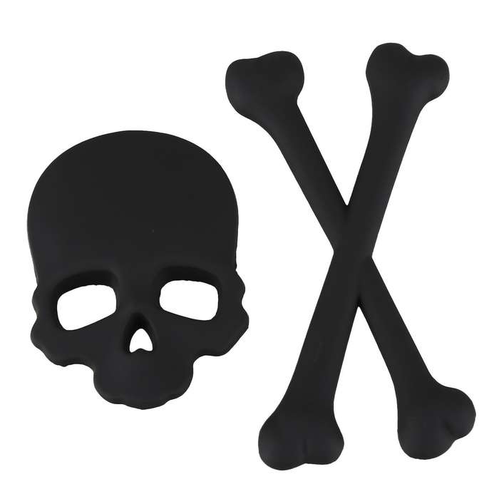 Skull Bone Diseno 3d Motocicleta Coche Emblema Adhesivo Negro