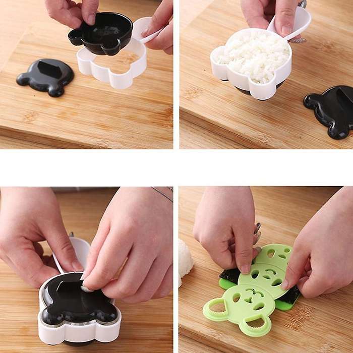 1set Cute Panda Onigiri Shaper Rice Ball Mold Diy Sushi Mould