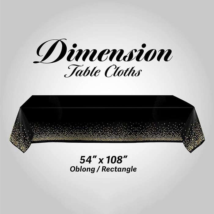Black and Gold Plastic Tablecloth - 4 Pack - 54 X 108 Gold Dot