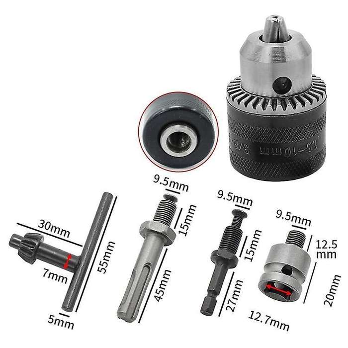 5pcs 3/8-24unf Drill Chuck Set Drill Adapter Changed Impact Wrench