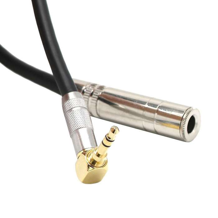 6.35 Female Mono to 3.5 Male Plug Jack 90degree Audio Line Cable.