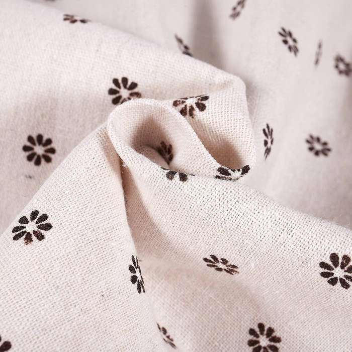 Table Cloth Linen with Lace, Coffee Small Chrysanthemum, 60*60cm