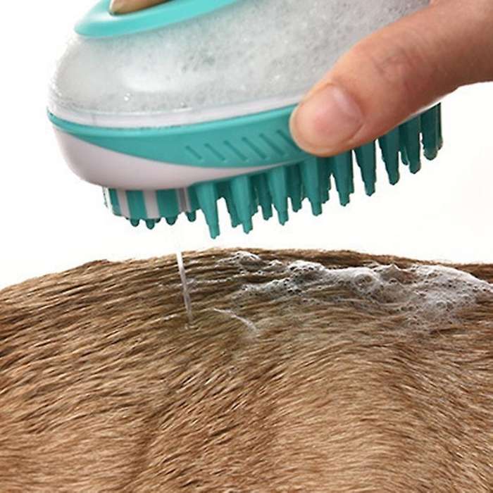 Pet Bath Brush 2-in-1 Pet Massage Comb Soft Pet Cleaning Tool Blue