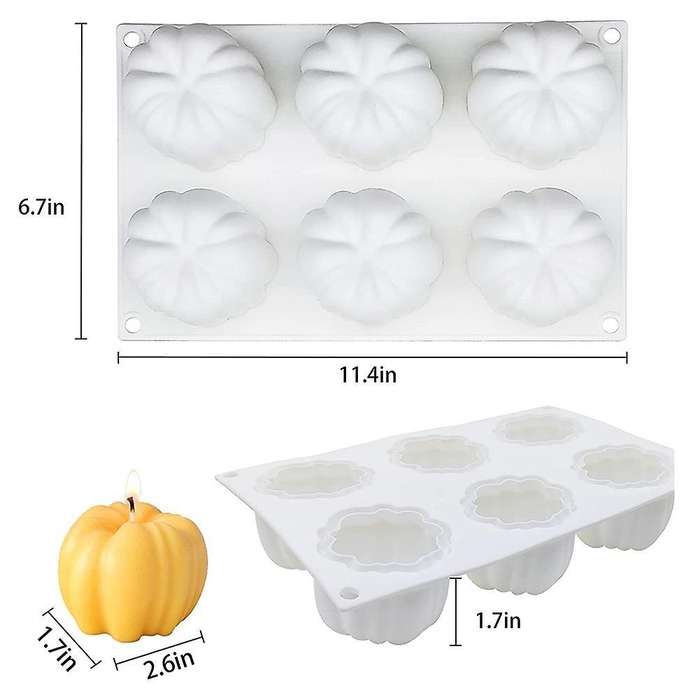 Candle Molds,6 Cavity 3d Pumpkin for Candle Making,baking Mousse Cake