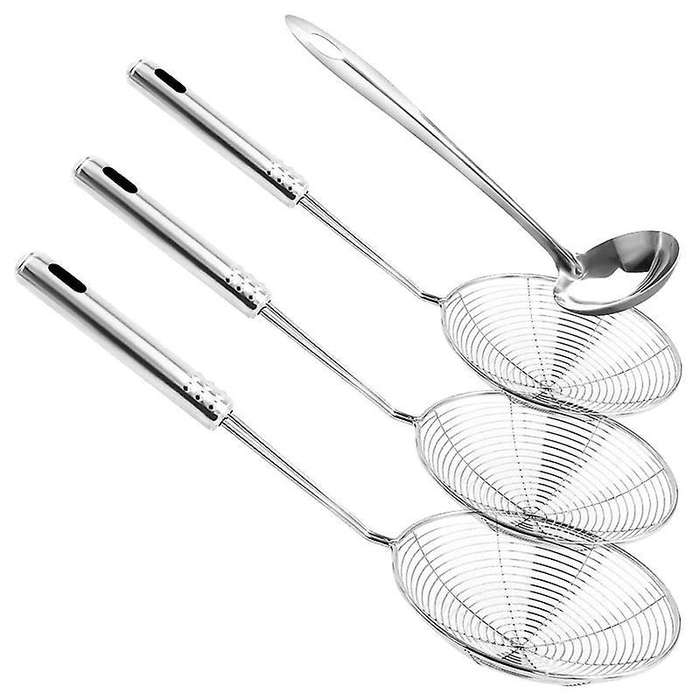 Skimmer Spoon, 4 Pack Stainless Steel Spider Strainer Skimmer Spoon