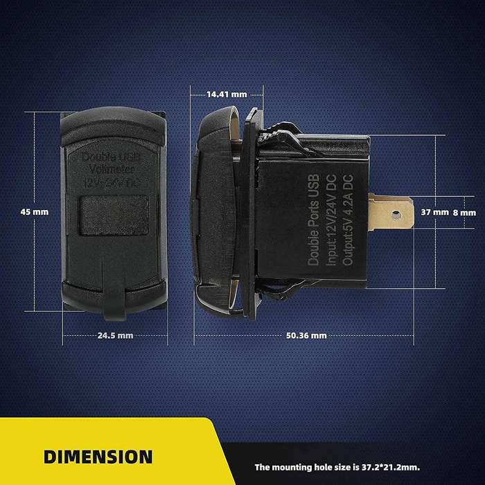 Dual Usb Rocker Switch Led Digital Voltmeter for Fast Charging