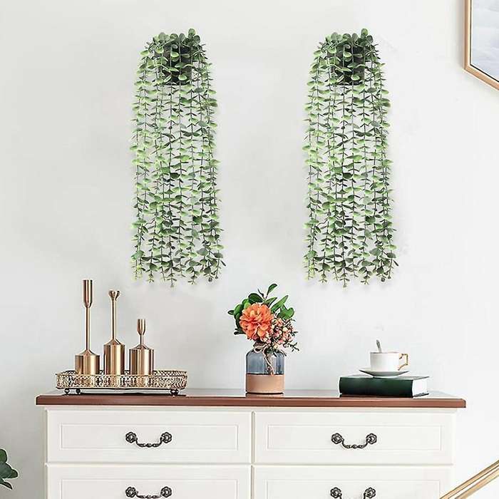 2 Pcs Fake Eucalyptus Potted Plants Fake Plants for Wall House Room