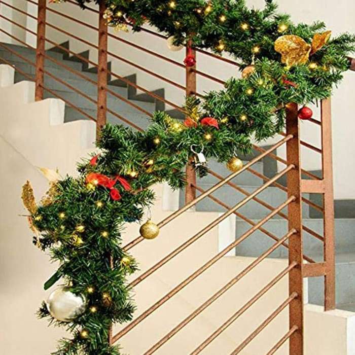 Pendant & Drop Ornaments- 5.5m Green Artificial Xmas Tree Rattan 2pcs