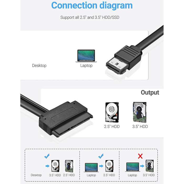 Sata 22 Pin to Esata 2.5 Sata Hard Drive External Connector Cable