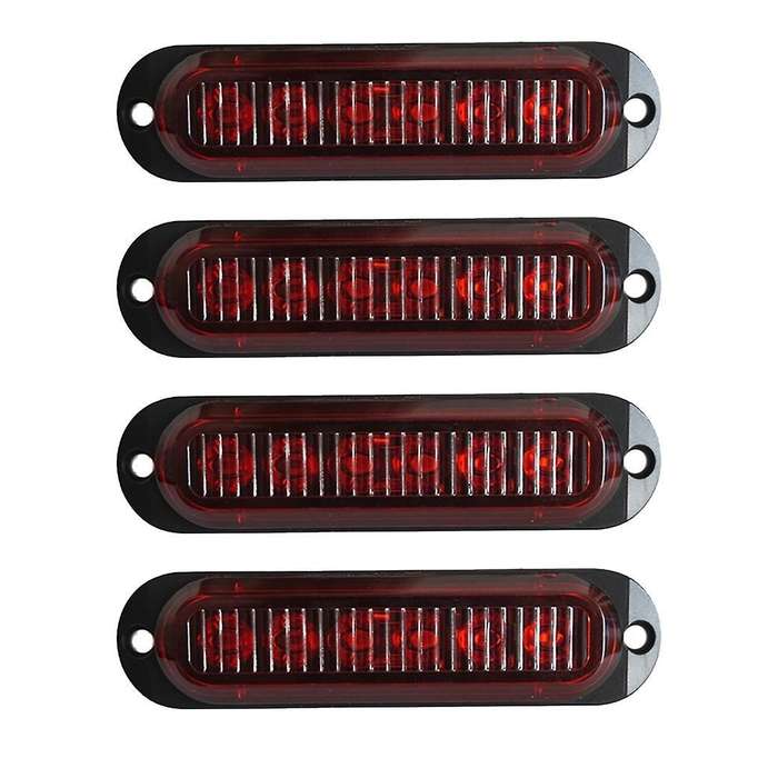 4pcs 6led Led Light Head Emergency Beacon Hazard Warning Light Red