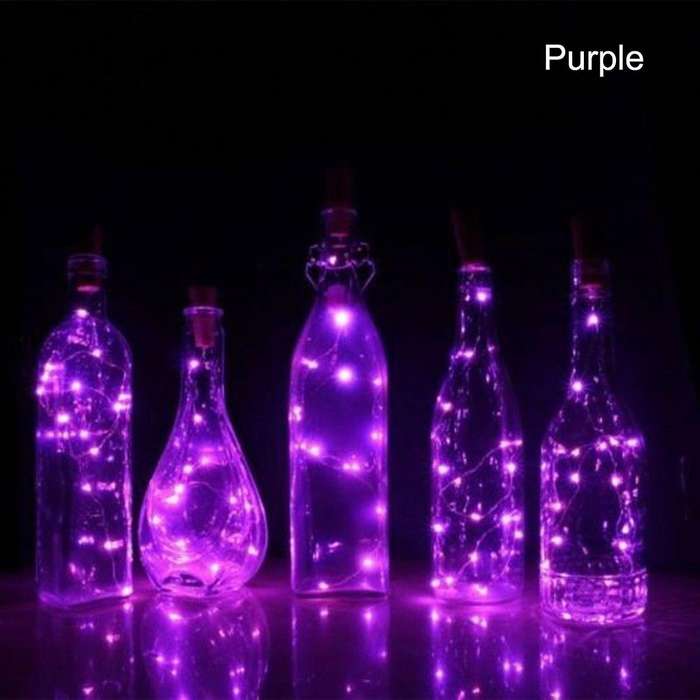 1pcs Solar 2m Cork Shaped 20 Led Night Fairy String Light Purple