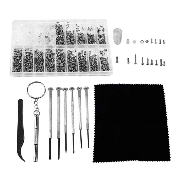 Sunglasses Repair Kit with Nose Pads Screws Screwdriver Tweezers