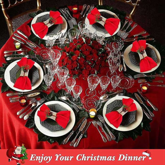 6pcs Christmas Napkin Rings Burlap Napkin Holders,for Wedding