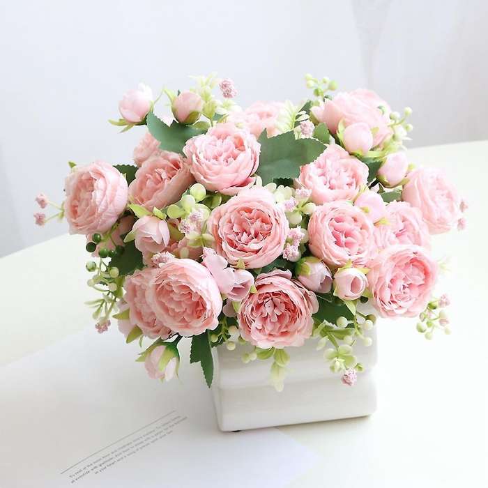 Artificial Flowers Peony Room Decor New Year's Decor 2pcs Champagne