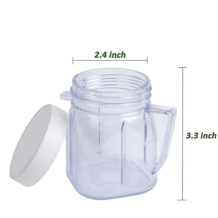 For Oster Blender Parts, Cup Mini Plastic Jars with Lids (2 Pack)