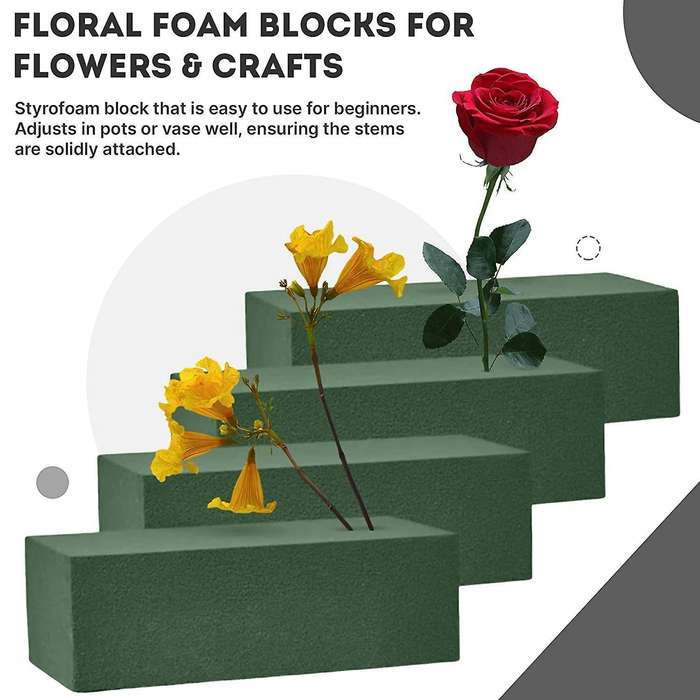 4pcs Floral Foam Blocks for Crafts, Wet Florist Foam 9.1x4.3x2.95inch