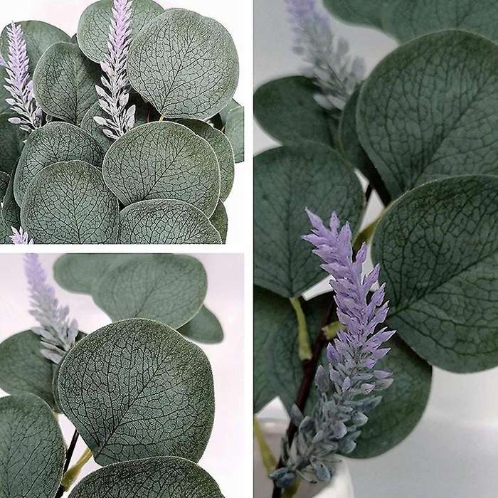 12 Pcs Artificial Eucalyptus Greenery Stems Leaves  (with Lavenders)