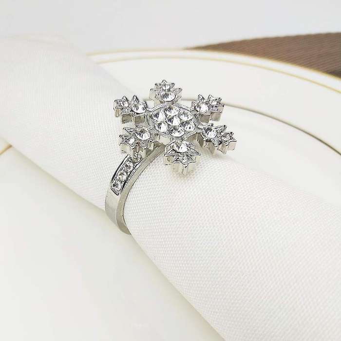 6 Pcs Snowflake Napkin Rings Set