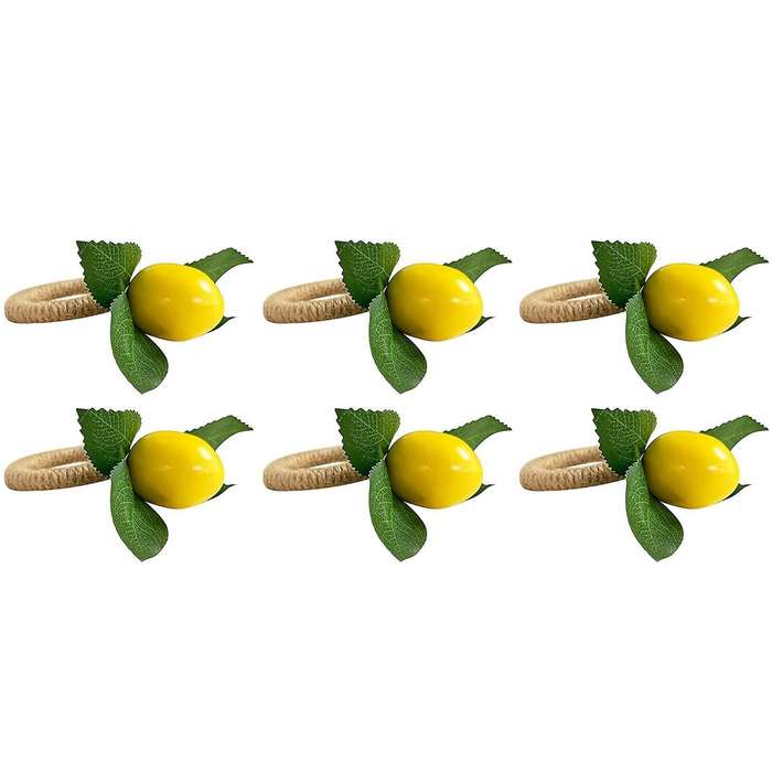 6pcs Simulation Lemon Plant Napkin Ring Fruit Meal Buckle Napkin Ring