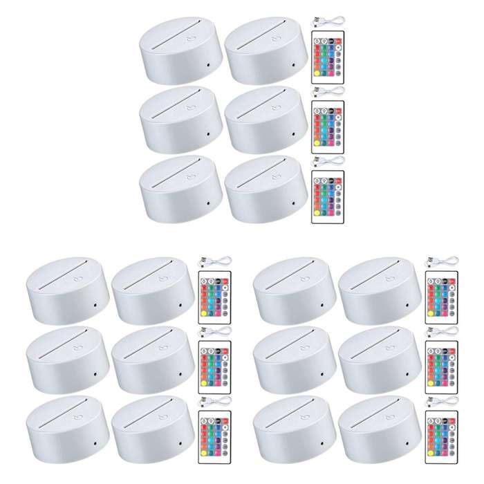 18 Pieces 3d Led Light Base, for Acrylic and Resin Glass (white)