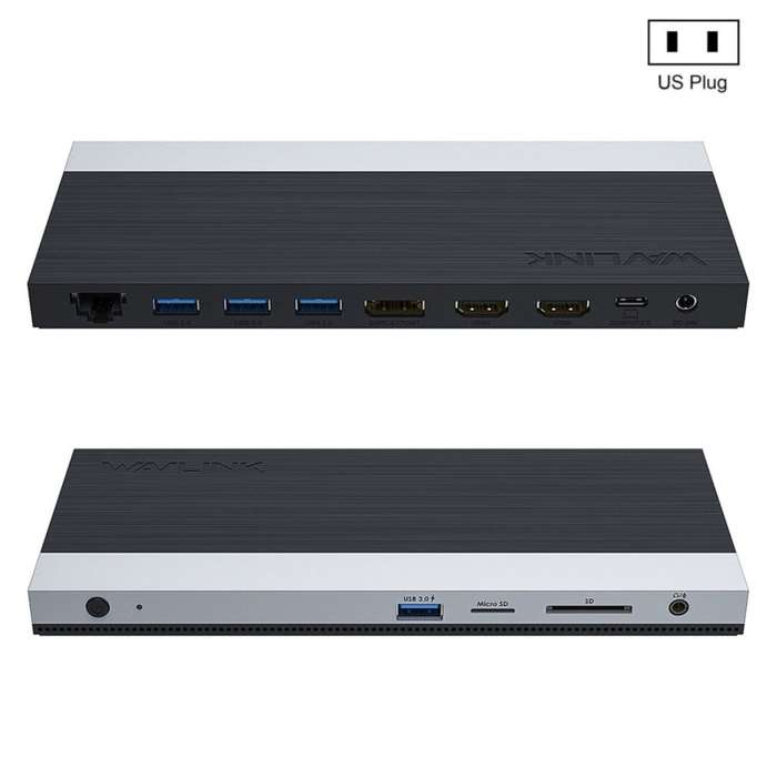 Wavlink UMD05 Display Port HDMI Port RJ45 Ethernet Triple Display MST Laptop Docking Station, Plu...