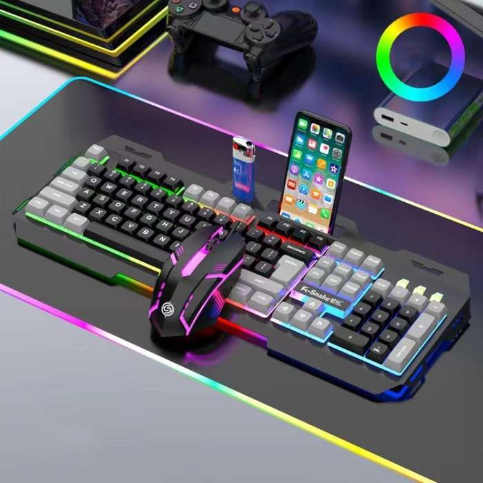 K-Snake Mechanical Feel Keyboard Mouse Kit USB Wired 104 Keycaps Computer Keyboard, Style: Keyboa...