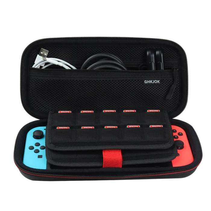CHKJOK GH1731 Game Console Hard Shell EVA Protective Case for Nintendo Switch OLED(Black)