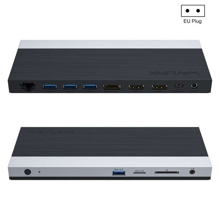 Wavlink UMD05 Display Port HDMI Port RJ45 Ethernet Triple Display MST Laptop Docking Station, Plu...