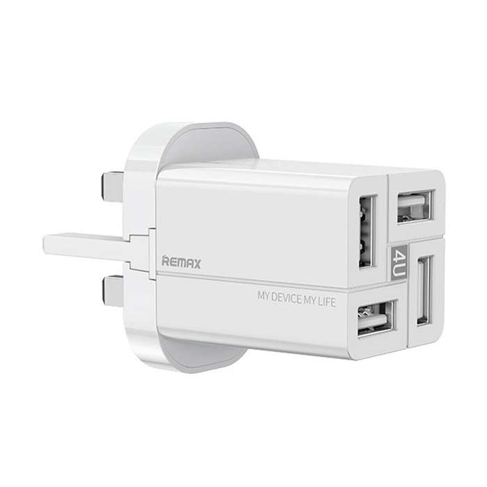 REMAX RP-U43 3.4A 4 USB Port Fast Charger, Specification:UK Plug(White)